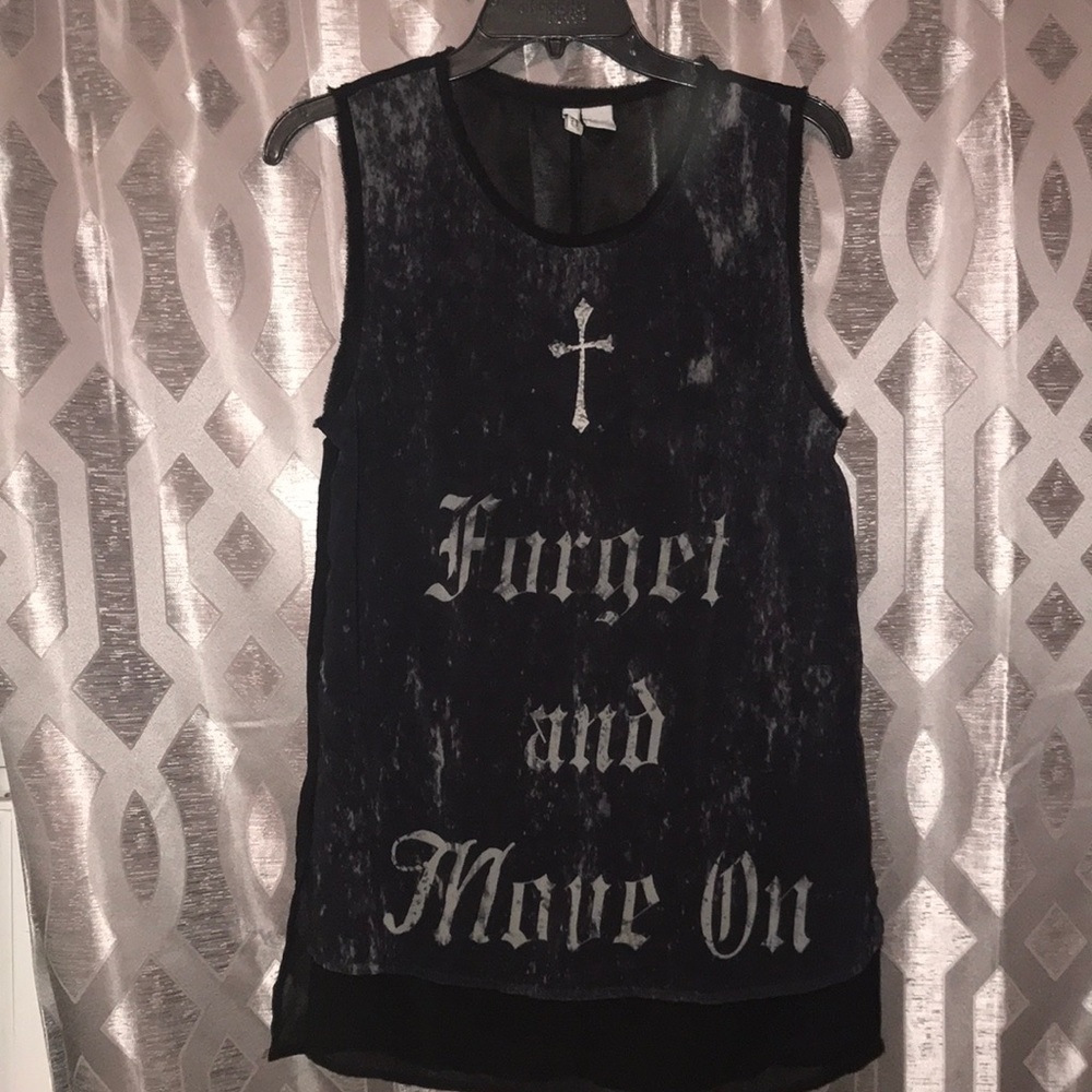 Black see through sheer tank top